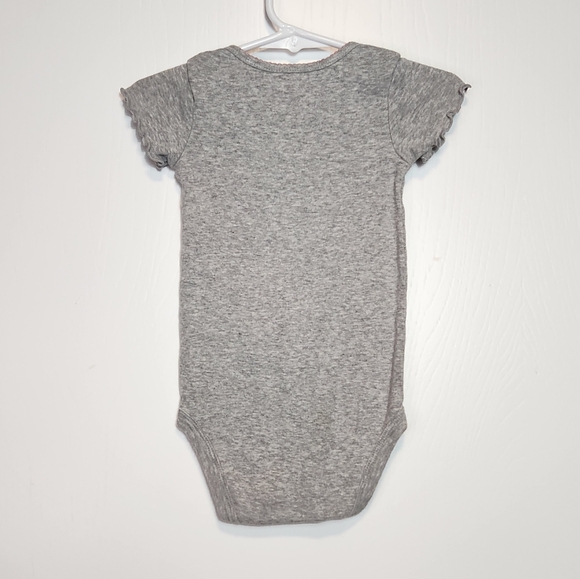 NWOT Carter's Girl 12 Month Heather Gray Unicorn Pink Bow Onsie - Picture 3 of 4